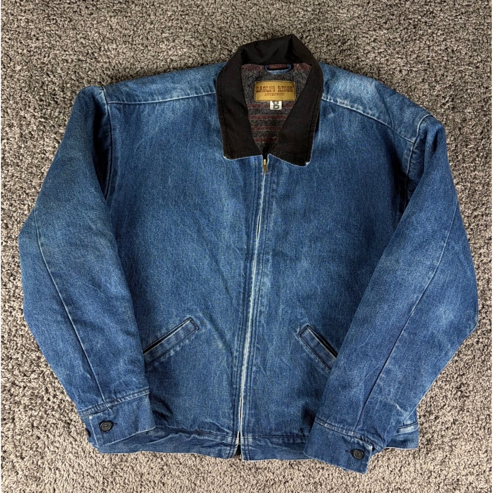 Eagles Ridge Authentic Denim Jacket L Vintage 90s Detroit Style Blanket Lined